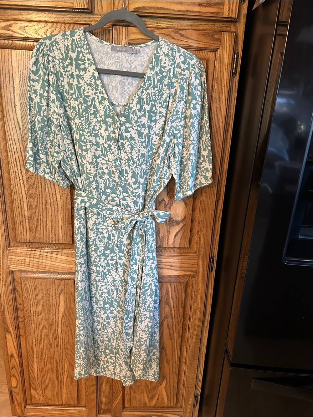 Floral Wrap Midi Dress in Seafoam Green